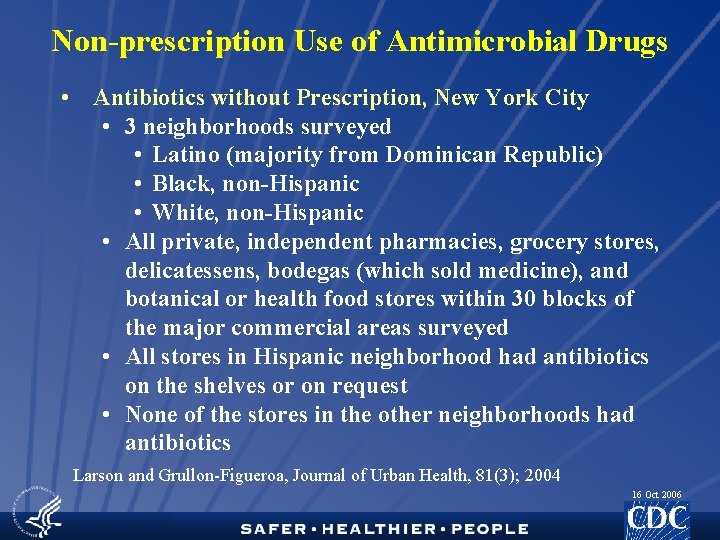 Non-prescription Use of Antimicrobial Drugs • Antibiotics without Prescription, New York City • 3