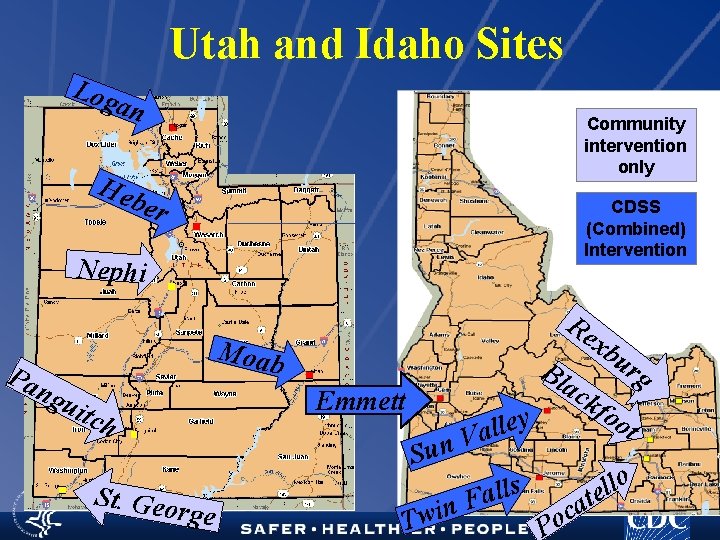 Utah and Idaho Sites Log an Community intervention only Heb er CDSS (Combined) Intervention