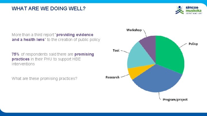 WHAT ARE WE DOING WELL? More than a third report “providing evidence and a