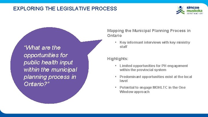 EXPLORING THE LEGISLATIVE PROCESS Mapping the Municipal Planning Process in Ontario “What are the