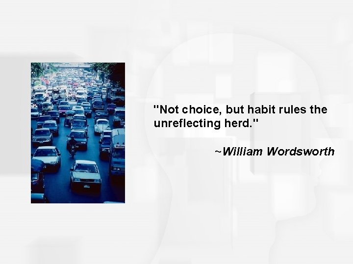 "Not choice, but habit rules the unreflecting herd. " ~William Wordsworth 