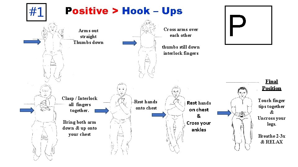 #1 Positive > Hook – Ups Cross arms over each other Arms out straight