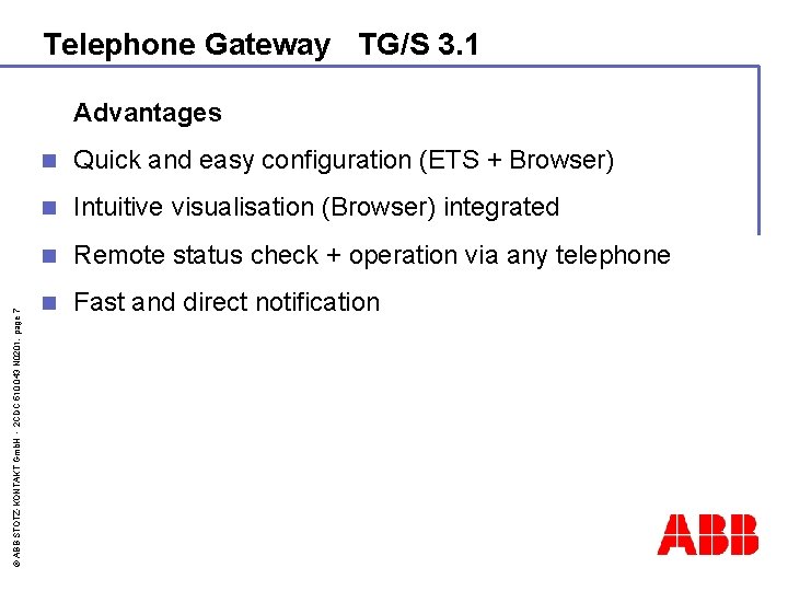 Telephone Gateway TG/S 3. 1 © ABB STOTZ-KONTAKT Gmb. H - 2 CDC 510