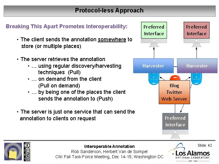 Protocol-less Approach Breaking This Apart Promotes Interoperability: • The client sends the annotation somewhere