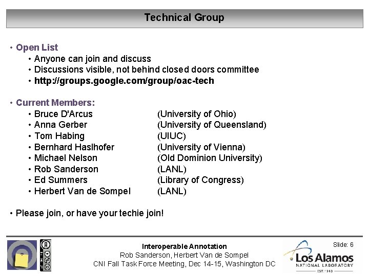 Technical Group • Open List • Anyone can join and discuss • Discussions visible,