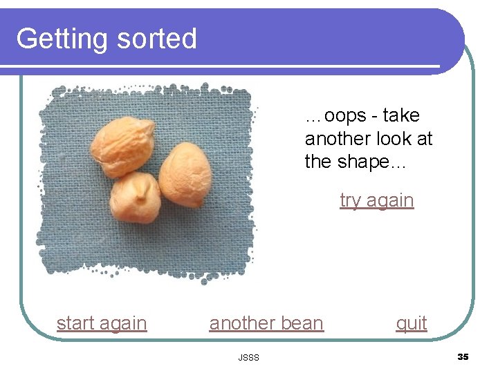 Getting sorted …oops - take another look at the shape… try again start again