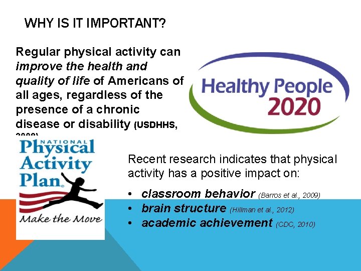 WHY IS IT IMPORTANT? Regular physical activity can improve the health and quality of
