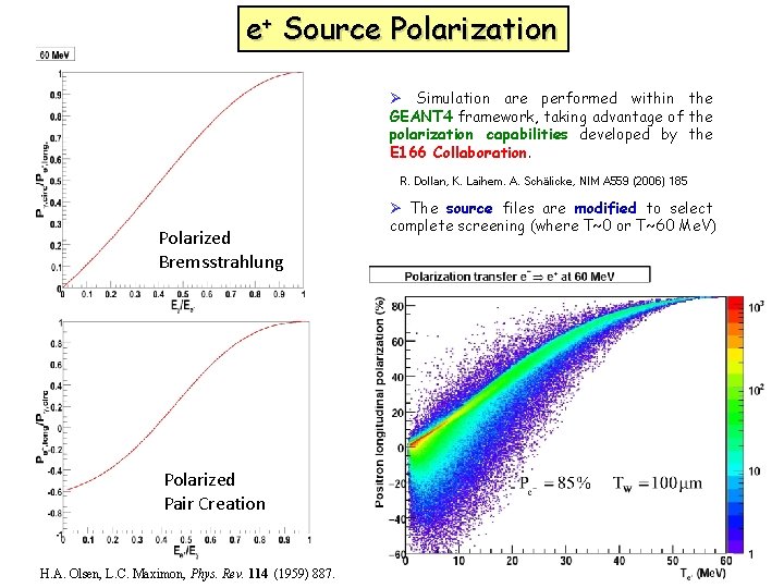 e+ Source Polarization Ø Simulation are performed within the GEANT 4 framework, taking advantage