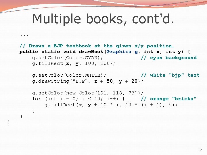 Multiple books, cont'd. . // Draws a BJP textbook at the given x/y position.