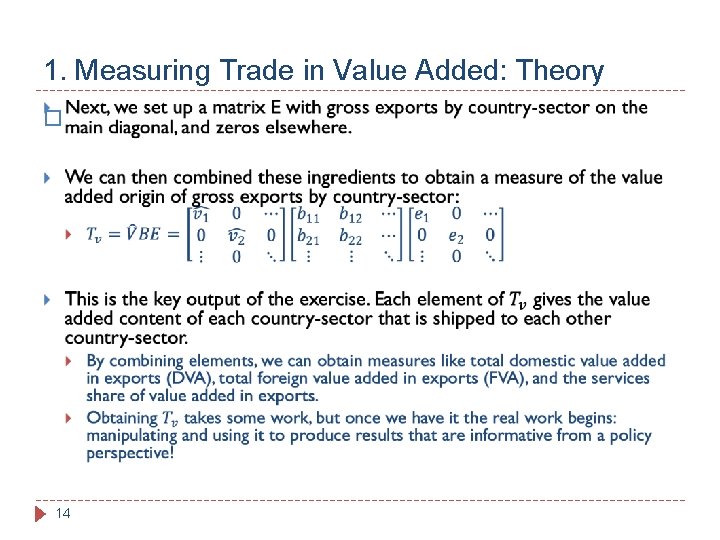 1. Measuring Trade in Value Added: Theory � 14 
