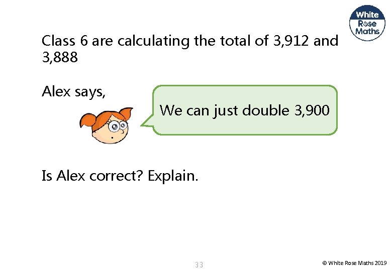 Class 6 are calculating the total of 3, 912 and 3, 888 Alex says,