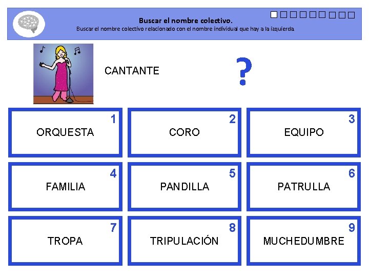 Buscar el nombre colectivo. Buscar el nombre colectivo relacionado con el nombre individual que