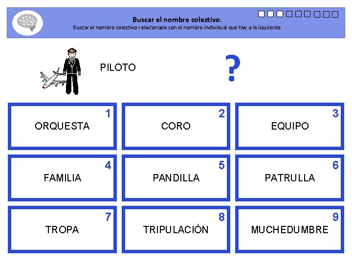 Buscar el nombre colectivo. Buscar el nombre colectivo relacionado con el nombre individual que