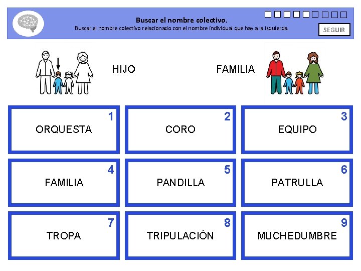 Buscar el nombre colectivo. Buscar el nombre colectivo relacionado con el nombre individual que