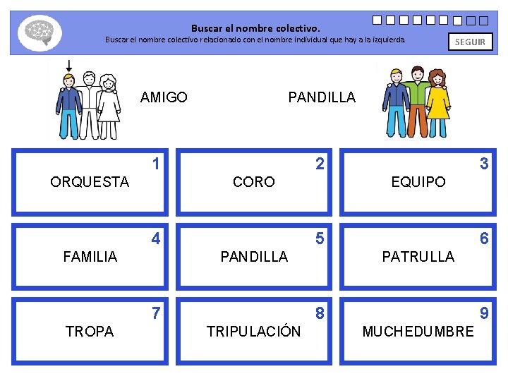 Buscar el nombre colectivo. Buscar el nombre colectivo relacionado con el nombre individual que