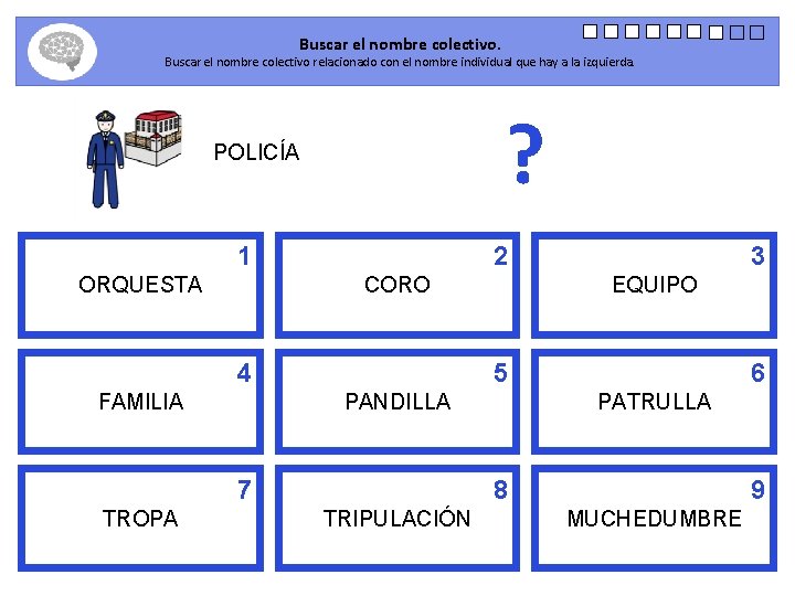 Buscar el nombre colectivo. Buscar el nombre colectivo relacionado con el nombre individual que