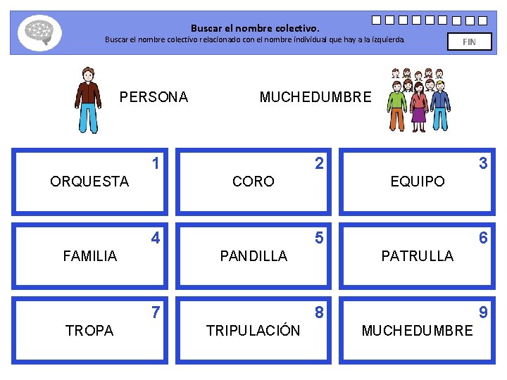 Buscar el nombre colectivo. Buscar el nombre colectivo relacionado con el nombre individual que