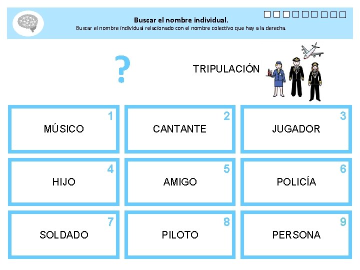 Buscar el nombre individual. Buscar el nombre individual relacionado con el nombre colectivo que