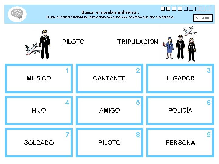 Buscar el nombre individual. Buscar el nombre individual relacionado con el nombre colectivo que