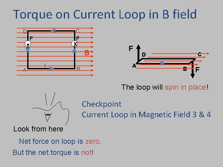 Torque on Current Loop in B field C D • A F F X