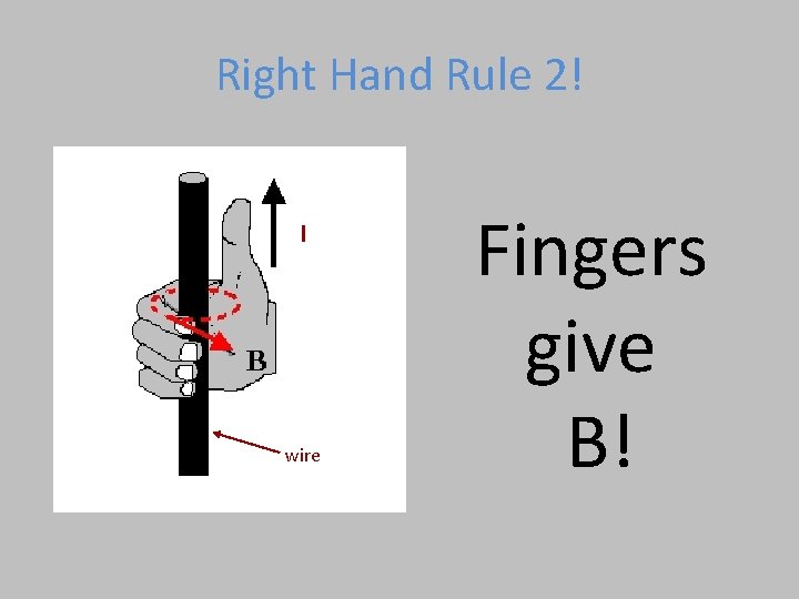 Right Hand Rule 2! I wire Fingers give B! 