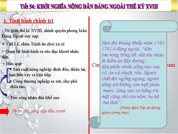 1. Ti nh hi nh chi nh tri Từ giữa thế kỉ XVIII, chính