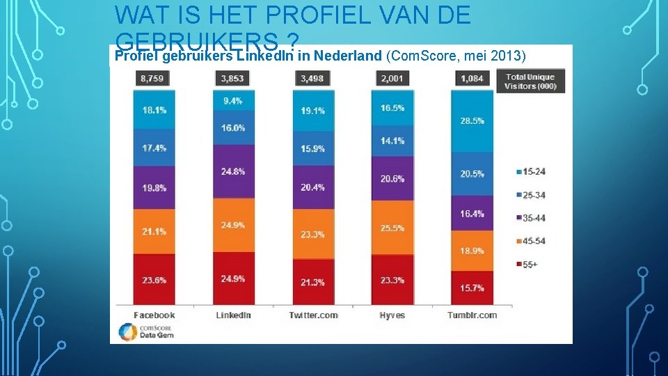 WAT IS HET PROFIEL VAN DE GEBRUIKERS ? Profiel gebruikers Linked. In in Nederland