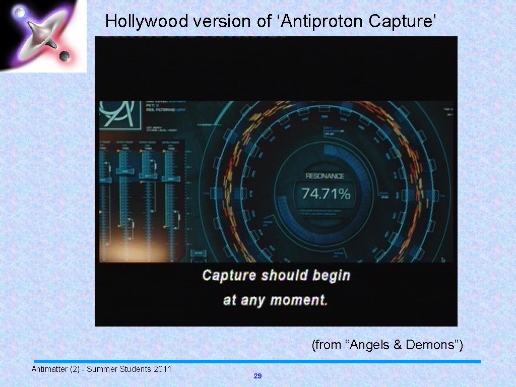 Hollywood version of ‘Antiproton Capture’ (from “Angels & Demons”) Antimatter (2) - Summer Students