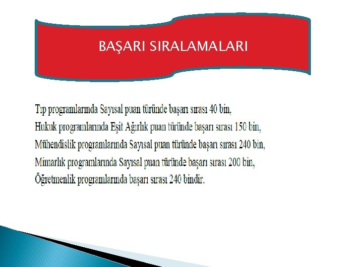 BAŞARI SIRALAMALARI 