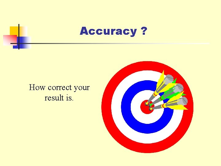 Accuracy ? How correct your result is. 