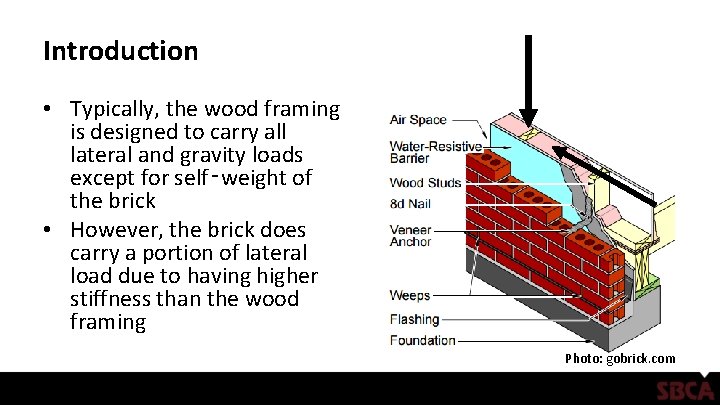 Introduction • Typically, the wood framing is designed to carry all lateral and gravity