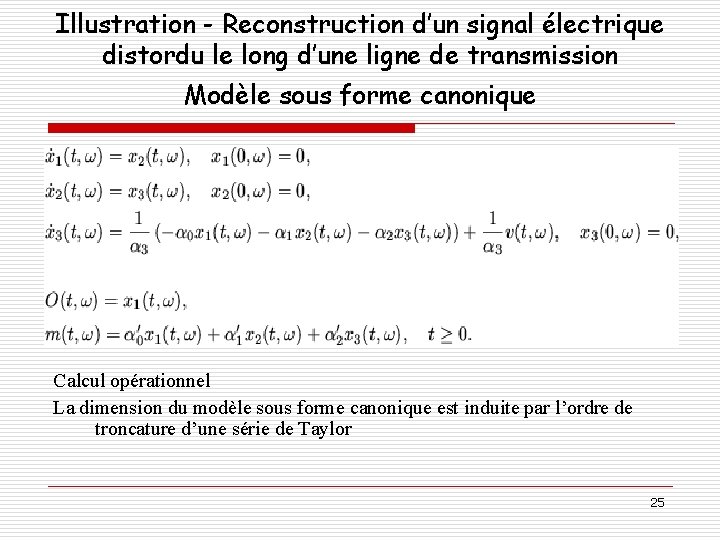 Illustration - Reconstruction d’un signal électrique distordu le long d’une ligne de transmission Modèle