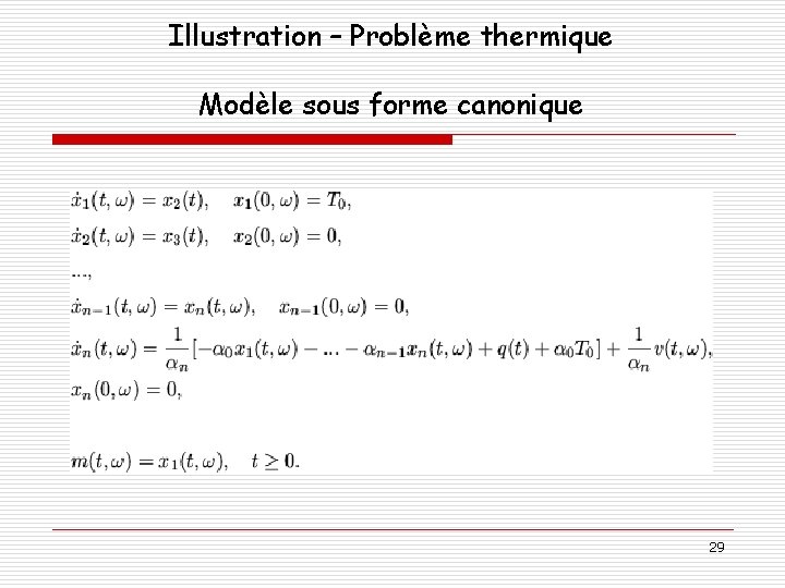 Illustration – Problème thermique Modèle sous forme canonique 29 