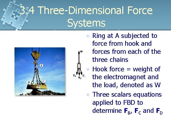 3. 4 Three-Dimensional Force Systems l l l Ring at A subjected to force