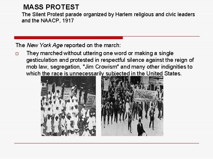 MASS PROTEST The Silent Protest parade organized by Harlem religious and civic leaders and