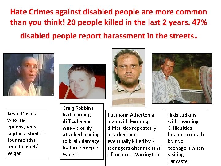 Hate Crimes against disabled people are more common than you think! 20 people killed