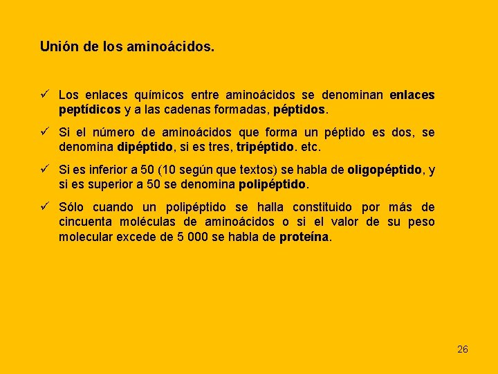 Unión de los aminoácidos. ü Los enlaces químicos entre aminoácidos se denominan enlaces peptídicos