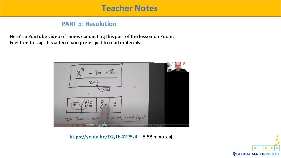 Teacher Notes PART 5: Resolution Here’s a You. Tube video of James conducting this