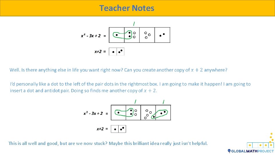 Teacher Notes This is all well and good, but are we now stuck? Maybe