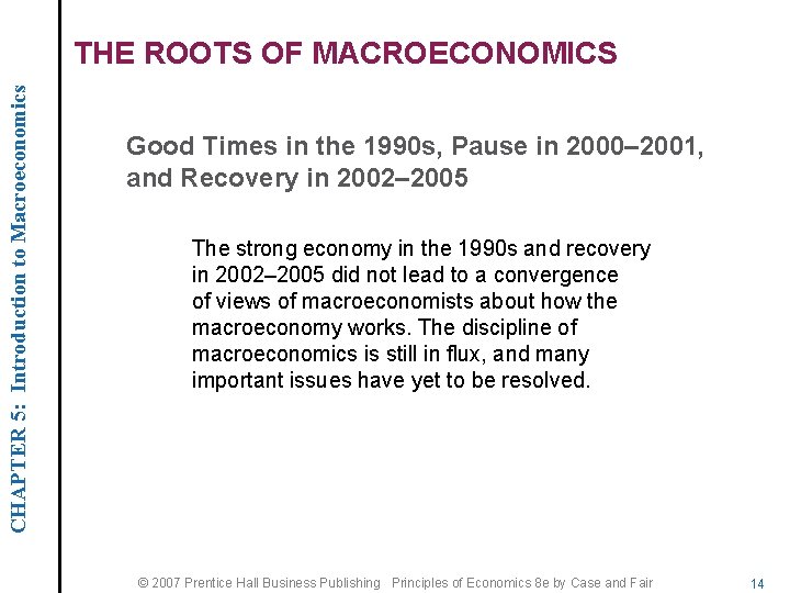 CHAPTER 5: Introduction to Macroeconomics THE ROOTS OF MACROECONOMICS Good Times in the 1990