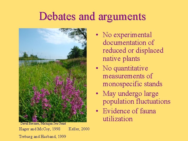 Debates and arguments • No experimental documentation of reduced or displaced native plants •