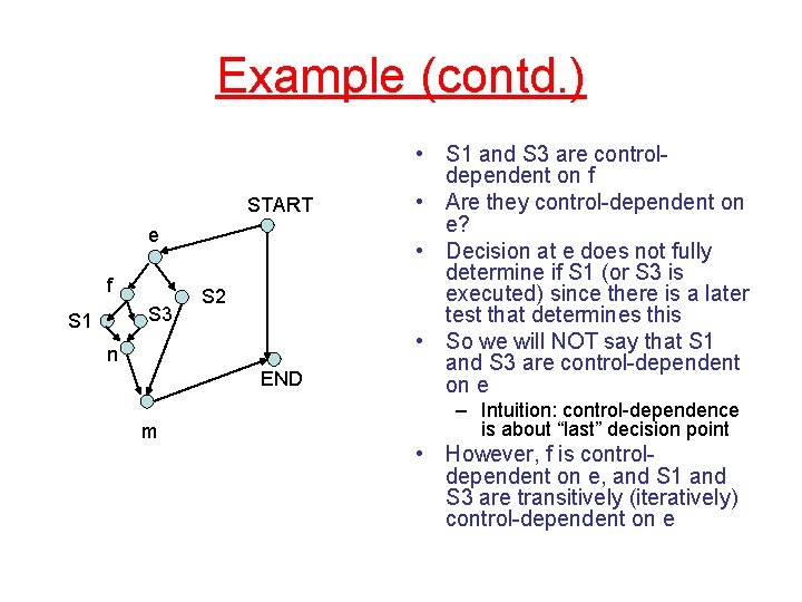 Example (contd. ) START e f S 3 S 1 S 2 n END