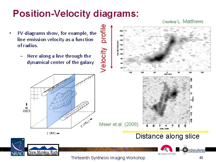  • PV-diagrams show, for example, the line emission velocity as a function of