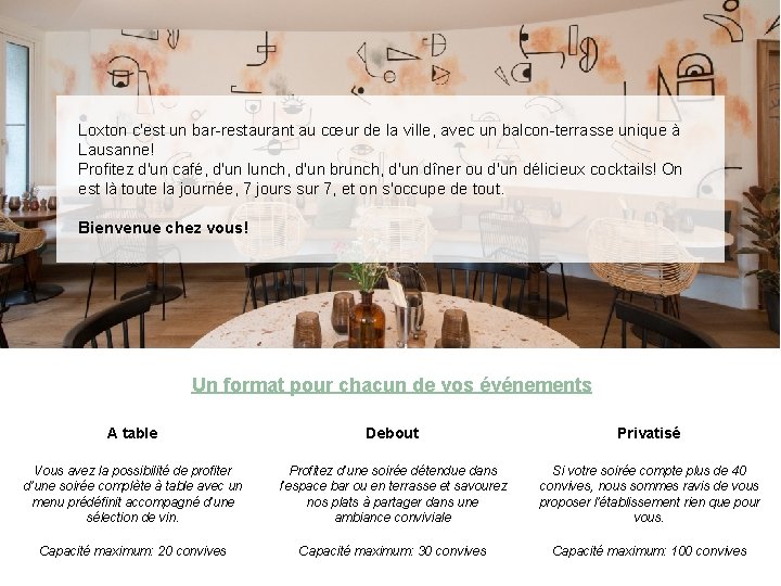 Loxton c'est un bar-restaurant au cœur de la ville, avec un balcon-terrasse unique à