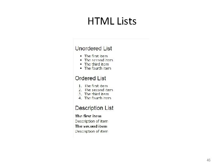 HTML Lists 46 