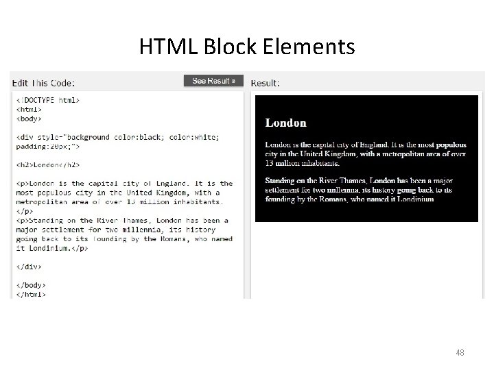 HTML Block Elements 48 