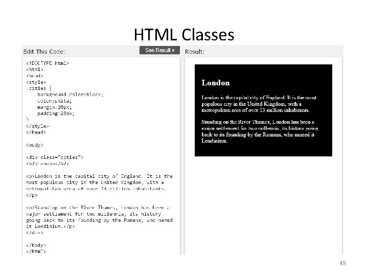 HTML Classes 49 HTML Classes 49