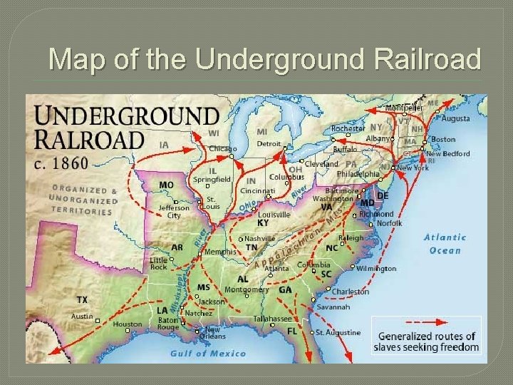 Map of the Underground Railroad 