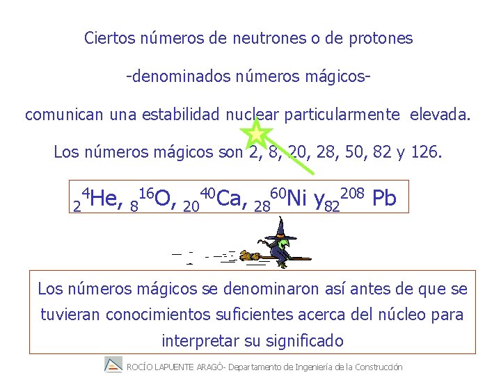 Ciertos números de neutrones o de protones -denominados números mágicoscomunican una estabilidad nuclear particularmente