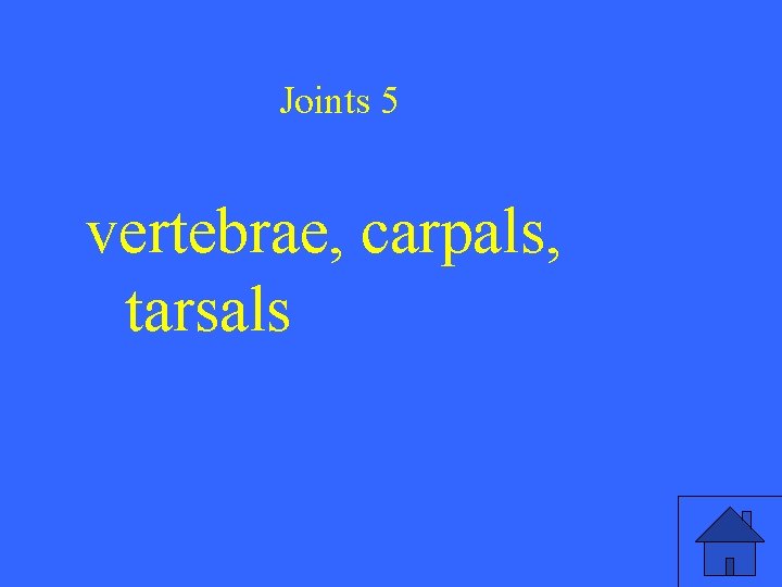 Joints 5 vertebrae, carpals, tarsals 